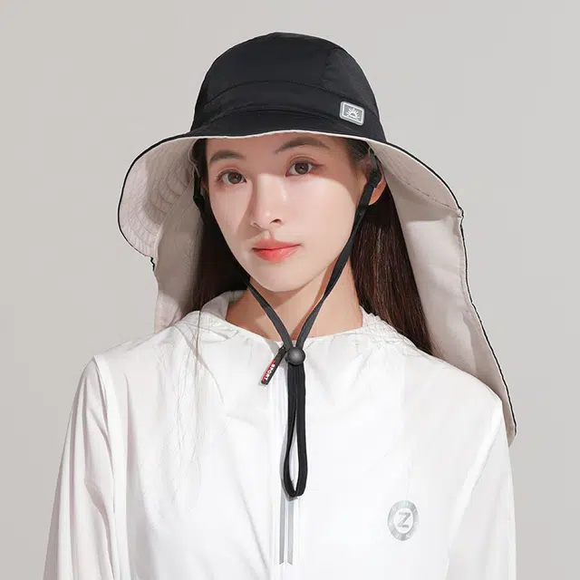 俞兆林 遮阳防晒大头围防紫外线披风钓鱼大檐护颈可扎马尾薄款 锦纶 氨纶 渔夫帽 女款