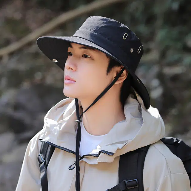 俞兆林 夏季户外骑行钓鱼登山露营遮阳帽防紫外线速干透气太阳帽西部牛仔防晒帽大帽檐显脸小遮脸 轻薄款 渔夫帽 男款