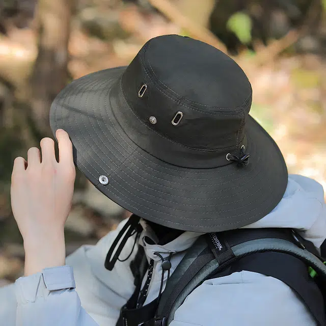 俞兆林 夏季户外骑行钓鱼登山露营遮阳帽防紫外线速干透气太阳帽西部牛仔防晒帽大帽檐显脸小遮脸 轻薄款 渔夫帽 男款