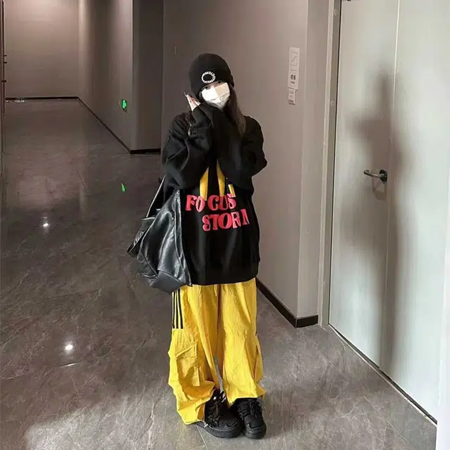 困住大象 美式宽松麦当劳印花字母数字连帽高级感套头长袖复古卫衣 男女同款