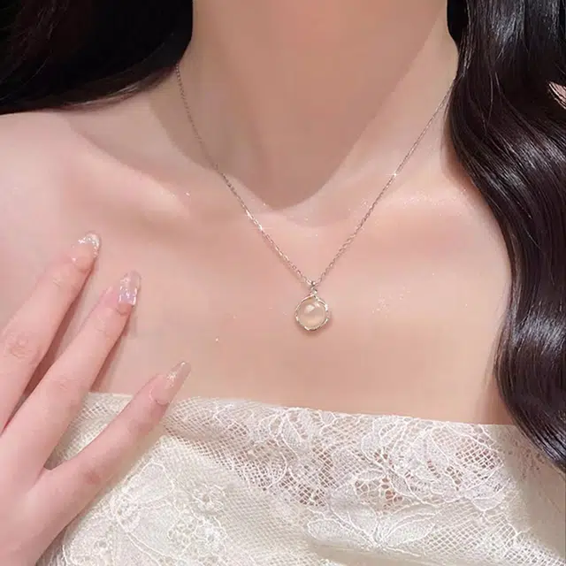 蔻斯琦 桃运旺旺 增强运势新中式白月光荔枝冻 招正缘桃花晶莹剔透国风精致浪漫温柔甜美 好运 玉髓 项链 女款