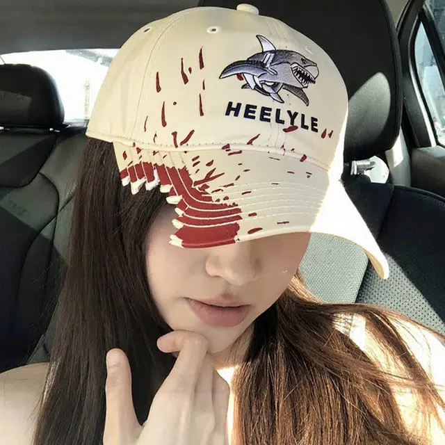 蔻斯琦 潮酷脆脆鲨鲨鱼咬一口个性创意帽子 出街遮阳神器 嘻哈黑泡泡街头风刺绣时尚潮流大帽檐显脸小 棉 鸭舌帽 男女同款情侣款