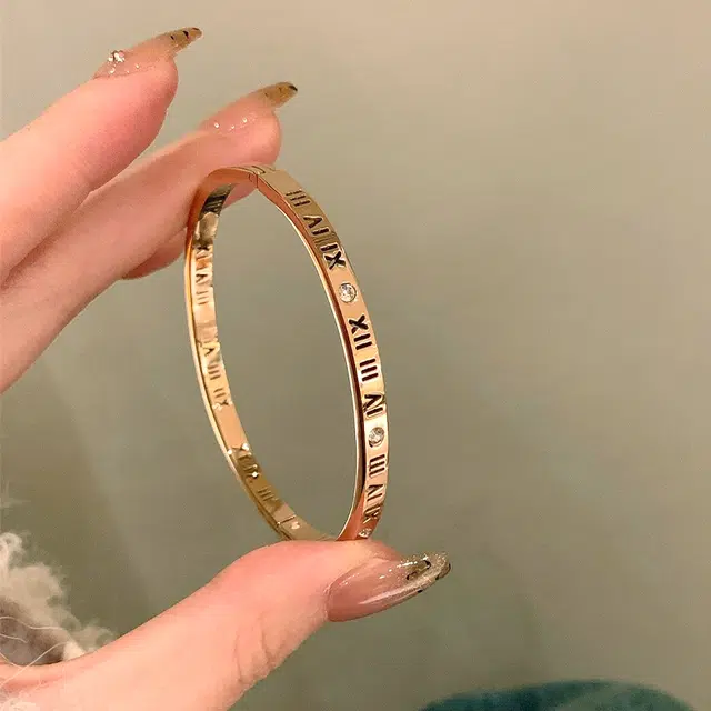 蔻斯琦 经典罗马数字简约线条镯子 轻奢简约高级感摩登时尚 铜合金 手镯 女款