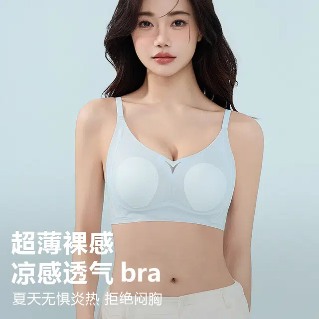芬腾 超薄凉感果冻兔耳朵大胸显小无痕全罩杯大码聚拢收副乳文胸 女款