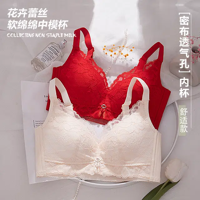 芬腾 大胸显小防下垂 柔软花卉刺绣文胸 女款