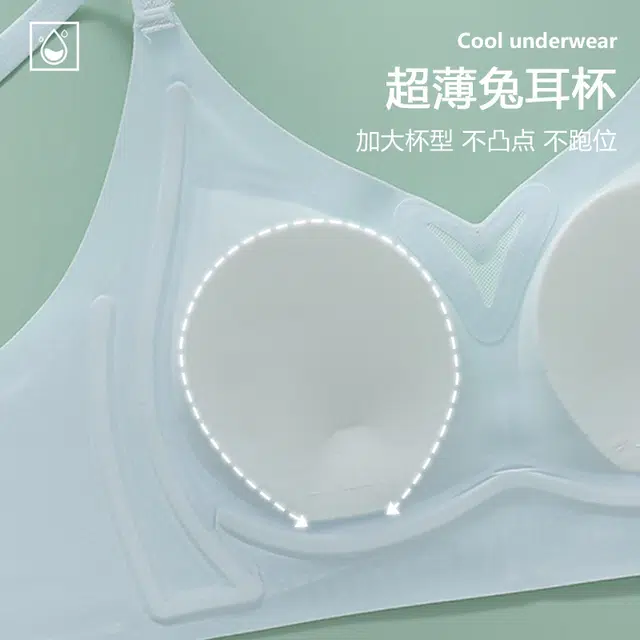 芬腾 超薄凉感果冻兔耳朵大胸显小无痕全罩杯大码聚拢收副乳文胸 女款