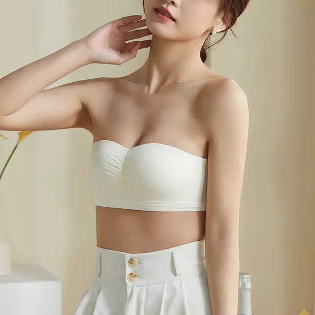 芬腾 抹胸薄款小胸聚拢无钢圈上托防下垂无痕裹胸半杯文胸 女款
