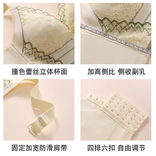 芬腾 大胸显小调整型全罩杯聚拢内衣大码防下垂收副乳高级感舒适蕾丝文胸 女款