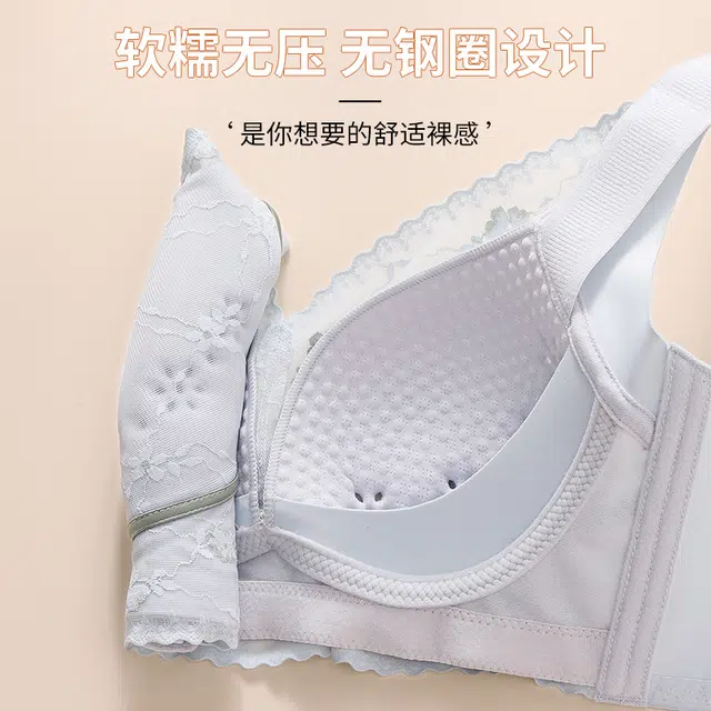 芬腾 大胸显小聚拢法式蕾丝防下垂收副乳显瘦舒适透气文胸 女款