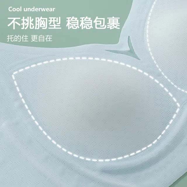 芬腾 超薄凉感果冻兔耳朵大胸显小无痕全罩杯大码聚拢收副乳文胸 女款