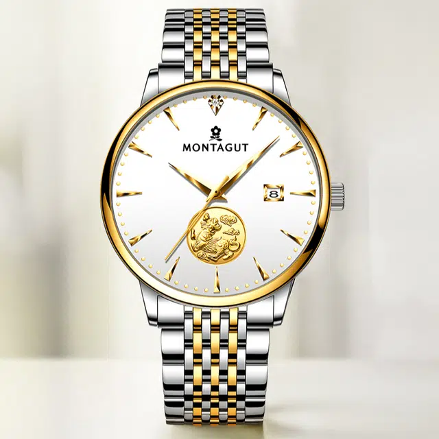 梦特娇 麒麟系列 自动机械机芯 精钢表带 国表 男表 白色表盘