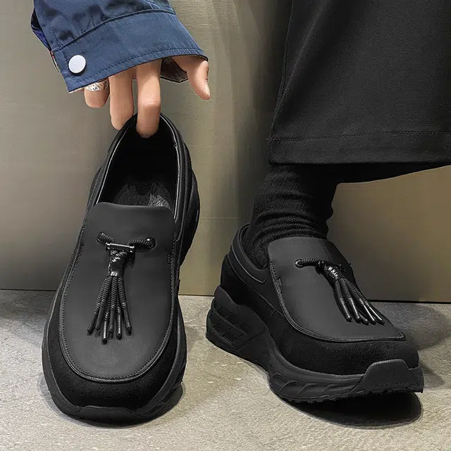 个性潮款复古流苏户外徒步慢跑乐福鞋 男士休闲鞋 男款