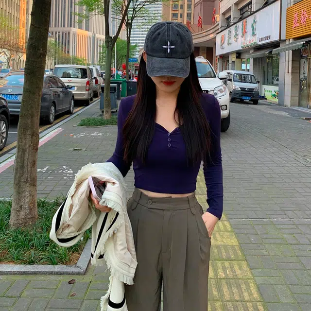 尚先生 简约十字刺绣复古做旧户外遮阳防晒 棉质 棒球帽 男女同款情侣款
