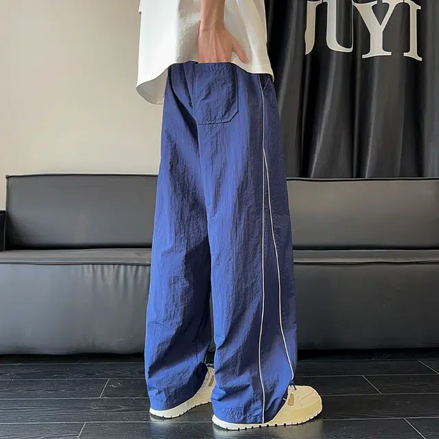 一碗士多 美式高街潮牌凉感冰丝阔腿裤 宽松百搭垂感强适合户外通勤休闲裤 男女同款