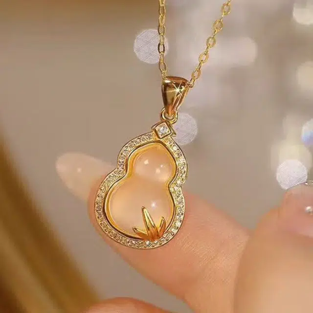 【金福将至】 行金银中 闪耀招财葫芦 福禄两如意 新中式国风温润细腻显白配饰 通勤吸睛百搭#好运天然 玉髓 项链 男女同款情侣款