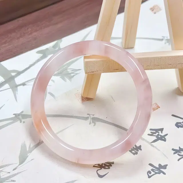 行金银中 樱花粉桃花酿 三生三世桃花灼灼温柔甜美 古色古香温润气质首饰 猫眼石 手镯 女款