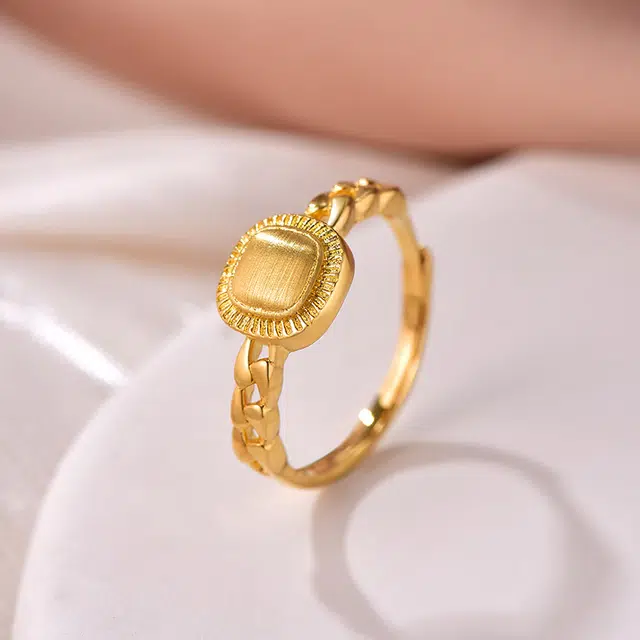 行金银中 流金岁月复古小面包糖素圈 莫比乌斯环简约轻奢可调节 足金 按克计价 黄金戒指 女款