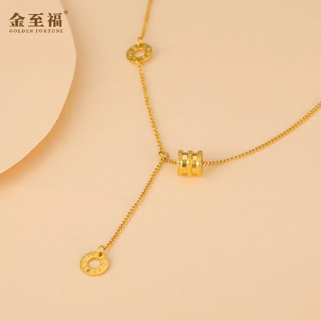 金至福 小蛮腰锁骨链气质百搭轻奢时尚 足金 一口价 项链 女款
