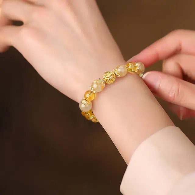 【招财小霸王】 金至福 金发晶 早日暴富做个富婆 金榜题名 新中式轻奢小众简约风天然 黄水晶 手串 男女同款情侣款