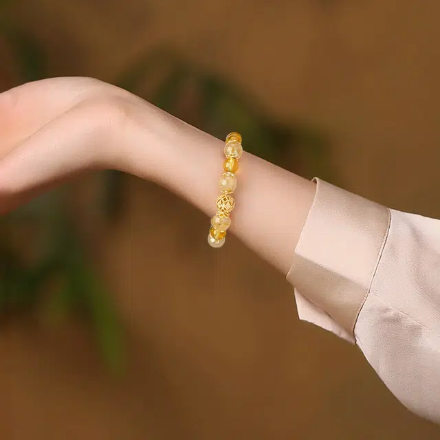 【招财小霸王】 金至福 金发晶 早日暴富做个富婆 金榜题名 新中式轻奢小众简约风天然 黄水晶 手串 男女同款情侣款