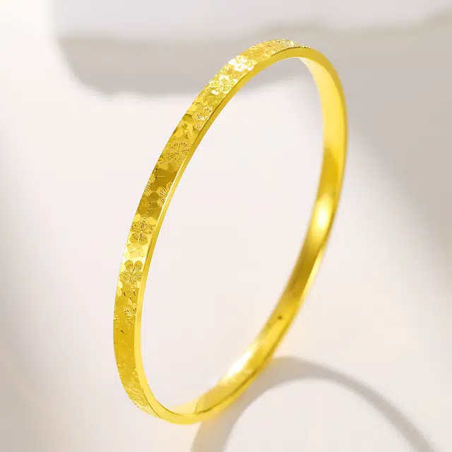 金至福 闪耀樱花 碎冰冰花卉 新中式轻奢显白贵气 足金 按克计价 黄金手镯 女款