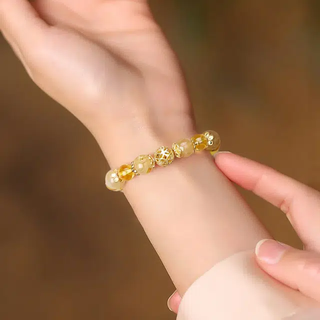 【招财小霸王】 金至福 金发晶 早日暴富做个富婆 金榜题名 新中式轻奢小众简约风天然 黄水晶 手串 男女同款情侣款