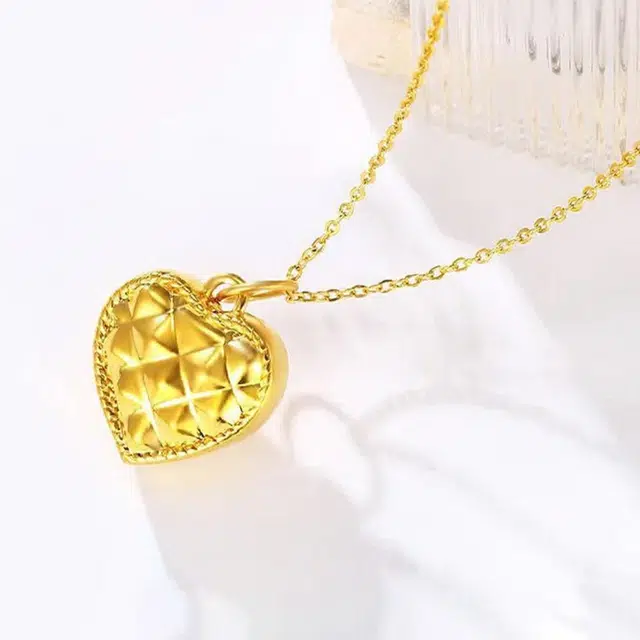 金至福 菱格爱心 小香风轻奢高级几何心形 气质百搭 足金 一口价 黄金项链 女款
