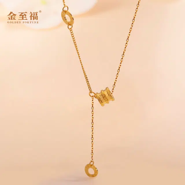 金至福 小蛮腰锁骨链气质百搭轻奢时尚 足金 一口价 项链 女款