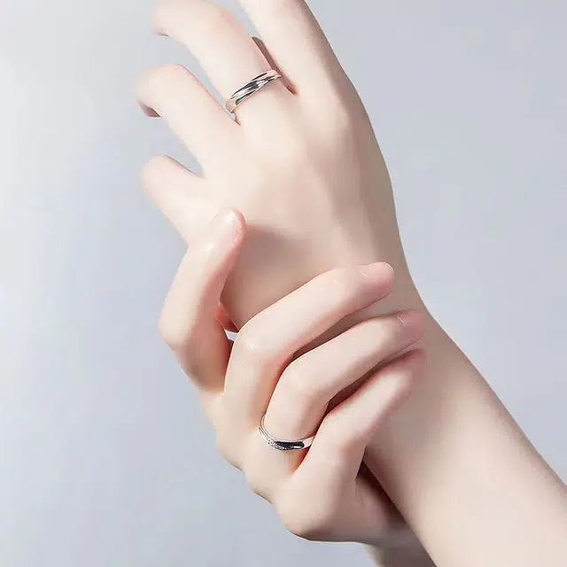 小银匠 简单爱一对小众设计水波纹简约气质对戒莫比乌斯 戒指 男女同款情侣款
