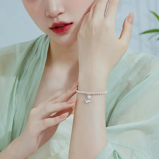 小银匠 两世欢莲花莲蓬蝴蝶铃兰轻奢小众精致复古 足银 手串 女款