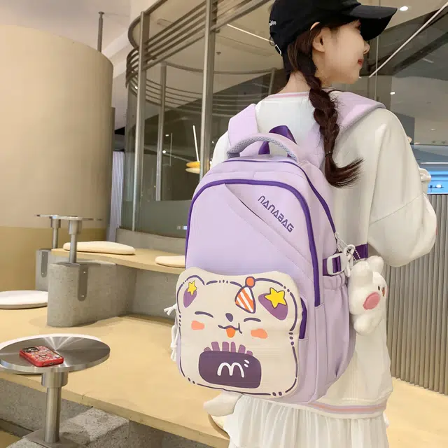 三只小鸭 可爱甜美书包女高颜值大容量双肩百搭背包 尼龙 单肩包