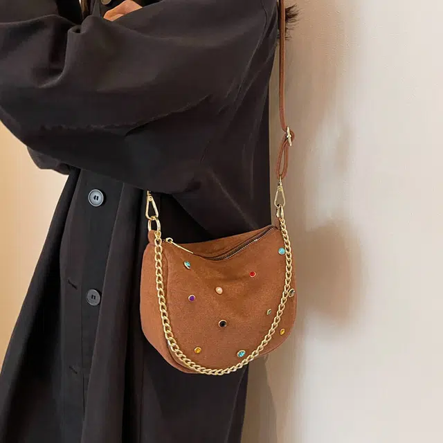 三只小鸭 秋冬时尚休闲约姿质感复古百搭 麂皮绒 小方包单肩包 女款 黑色/米色/粉色/棕色