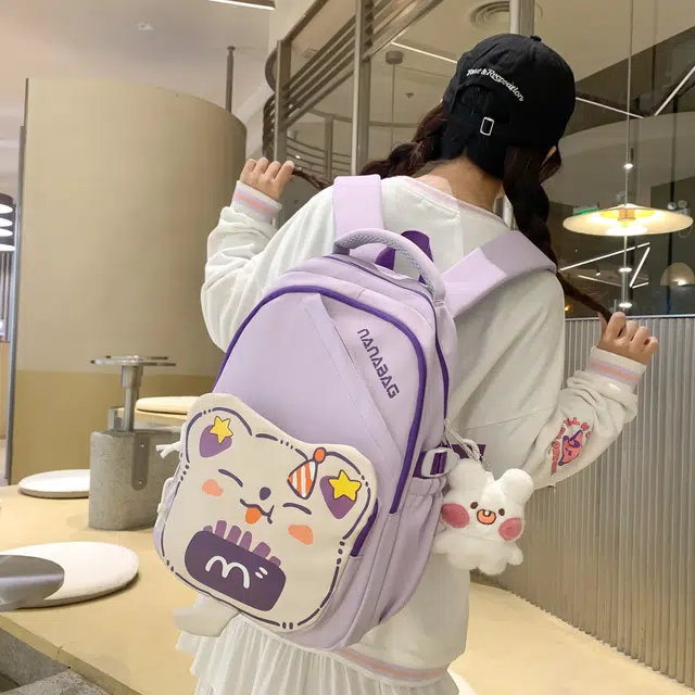 三只小鸭 可爱甜美书包女高颜值大容量双肩百搭背包 尼龙 单肩包