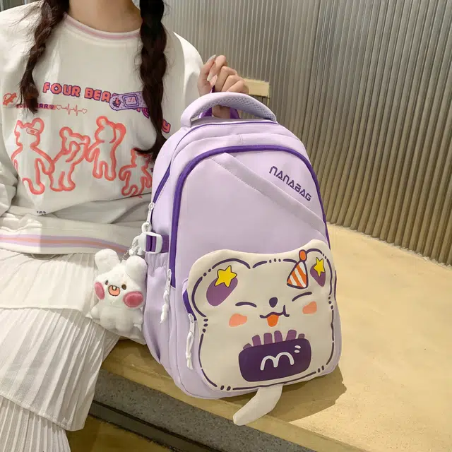 三只小鸭 可爱甜美书包女高颜值大容量双肩百搭背包 尼龙 单肩包