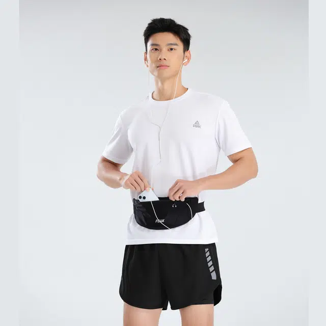 匹克 耐用舒适弹性腰带贴身透气功能齐全多结构轻便时尚通勤出游 莱卡布 腰包 男女同款情侣款 黑色