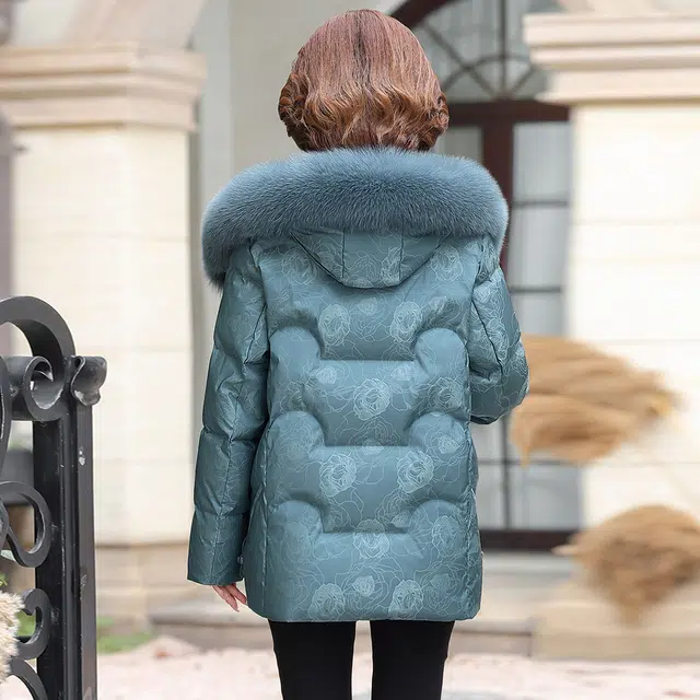 鸭鸭 毛领连帽时尚休闲百搭简约舒适保暖长袖羽绒服 女款