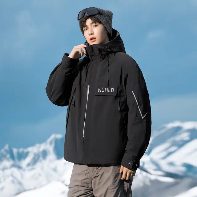 鸭鸭 户外品质鸭绒时尚连帽运动休闲羽绒服 男款