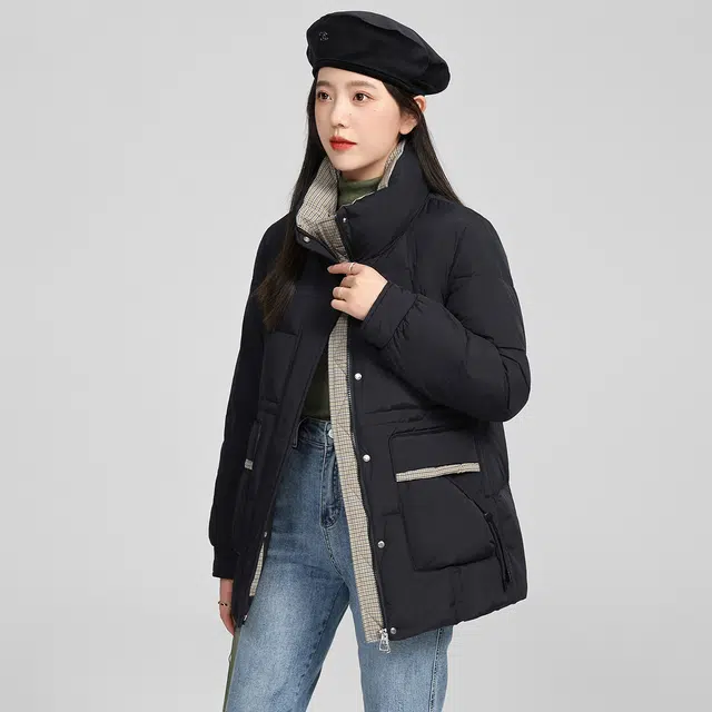 鸭鸭 冬季立领保暖简约时尚百搭舒适长袖羽绒服 女款