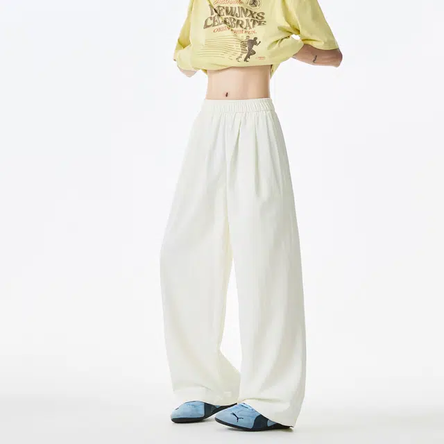 明尼凯 美式复古褶皱薄款肌理感山本裤基础款百搭松弛慵懒垂坠感舒适亲肤凉爽透气阔腿休闲裤 男女同款