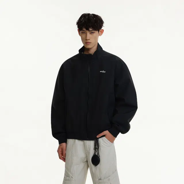 明尼凯 美式复古高街字母图案立领廓形教练上衣小众设计高级感痞帅工装飞行户外百搭防风防水机能风休闲夹克外套 男女同款