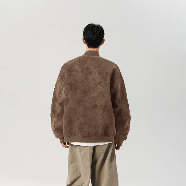 明尼凯 美式复古高街小众解构金属拉链设计感做旧水洗扎染外套日常通勤百搭休闲宽松个性时尚机车服痞帅工装立领夹克 男女同款