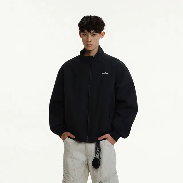 明尼凯 美式复古高街字母图案立领廓形教练上衣小众设计高级感痞帅工装飞行户外百搭防风防水机能风休闲夹克外套 男女同款
