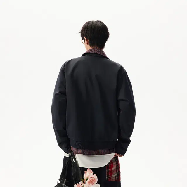 明尼凯 美式复古高街风基础款拼接格子翻领假两件设计小众高级感叠穿感户外日常通勤休闲宽松潮流百搭落肩情侣夹克外套 男女同款