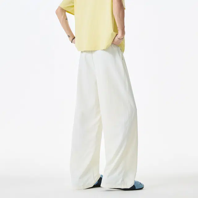 明尼凯 美式复古褶皱薄款肌理感山本裤基础款百搭松弛慵懒垂坠感舒适亲肤凉爽透气阔腿休闲裤 男女同款