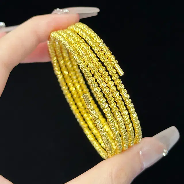 戴时光 戴来美好【满天星】 爆闪星光珠叠戴新中式精致高级感蹦迪小金珠 时尚百搭气质显白超仙 代写贺卡 精美礼盒 铜合金 手镯 女款