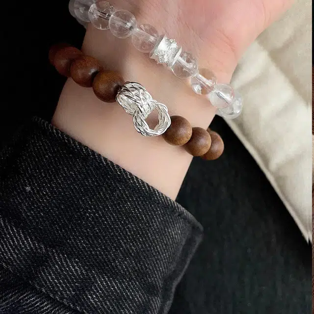 戴时光 【心灵净化】戴来好运  小众设计  简约百搭代写贺卡 精美礼盒 白水晶 手串 男女同款情侣款