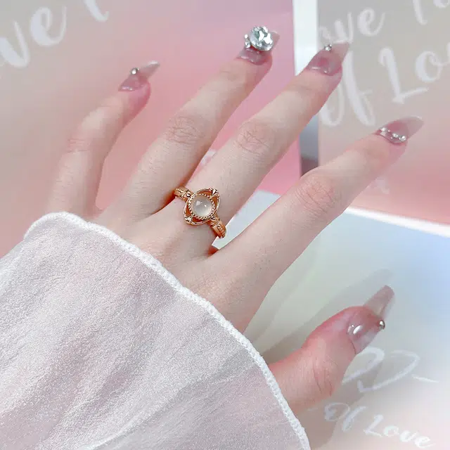 【DSG设计师原创】戴来好运玉碎星河  戴时光 银锆石小众风轻奢高级温柔气质优雅代写贺卡配证书精美礼盒 天然 玉髓 戒指 男女同款情侣款