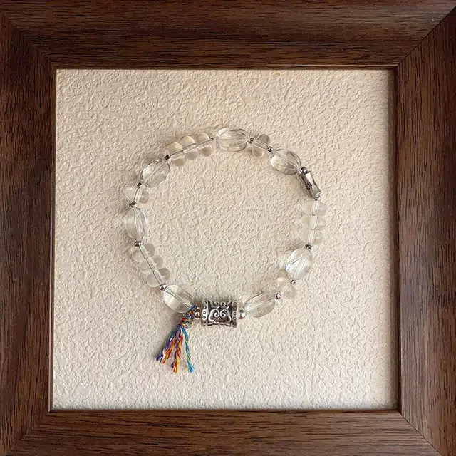 戴时光 【心灵净化】戴来好运  小众设计  简约百搭代写贺卡 精美礼盒 白水晶 手串 男女同款情侣款