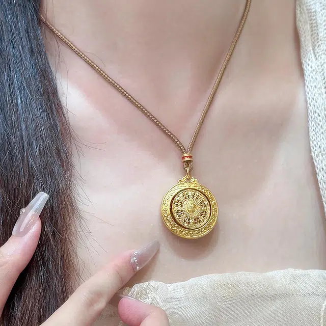 戴时光 新中式八宝罗盘国风福转 配代写贺卡 百搭高级轻奢#好运 铜 项链 男女同款情侣款