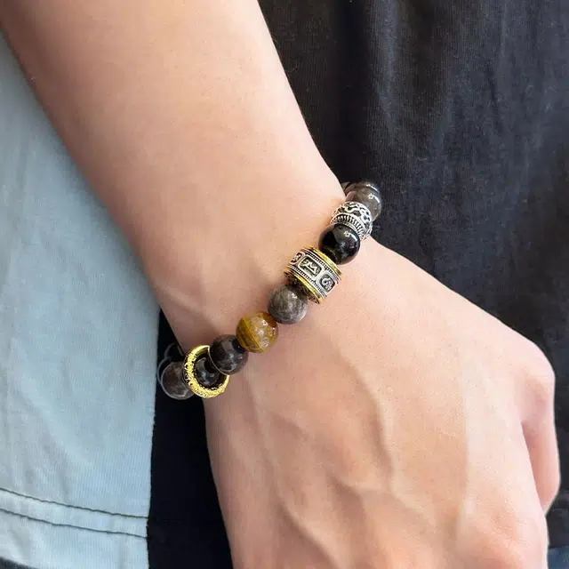 戴时光 戴来好运 时来运转 箴言转运珠招财能量净化磁场旺运接财事业高升国潮文创代写贺卡精美礼盒天然 黑曜石 手串 男女同款情侣款